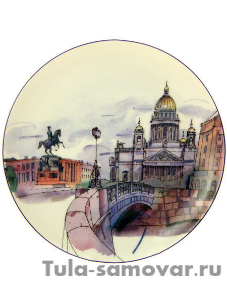 Тарелка декоративная форма Эллипс рисунок Синий мост Императорский фарфоровый завод