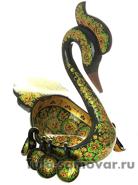 Ковш-лебедь "Хохлома" с ковшиками