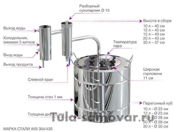 Самогонный аппарат "Мечта-2" Феникс (10, 12, 15, 20, 30 литров)