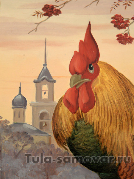 Прямоугольный бежевый поднос "Петух", арт. 2134