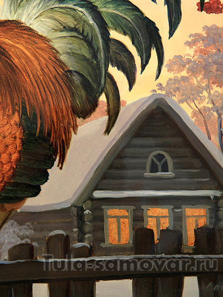 Прямоугольный бежевый поднос "Петух", арт. 2134