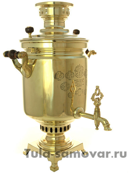 Комбинированный самовар 7 л желтый цилиндр фабрика наследников В.С. Баташева