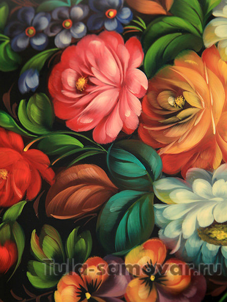 Фигурный поднос "Цветы на черном", арт. 2136