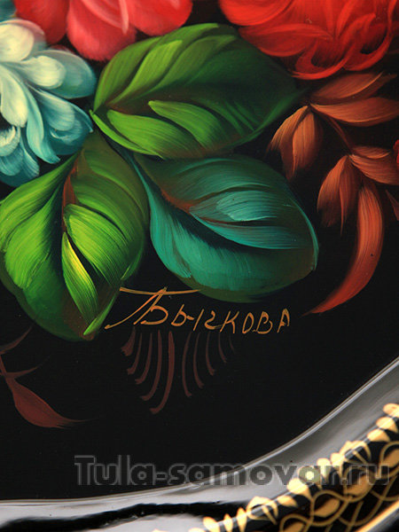 Фигурный поднос "Цветы на черном", арт. 2136