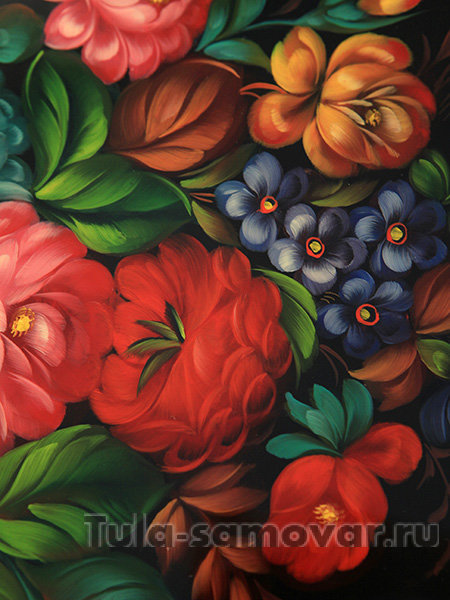 Фигурный поднос "Цветы на черном", арт. 2136