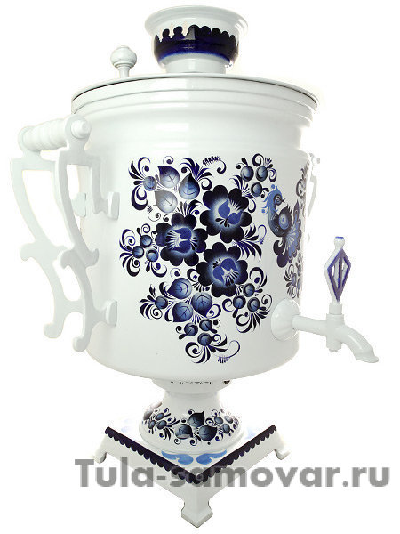 Комплект "Гжель": самовар электрический 45 литров с автоматическим отключением и заварочный чайник, арт. 110919