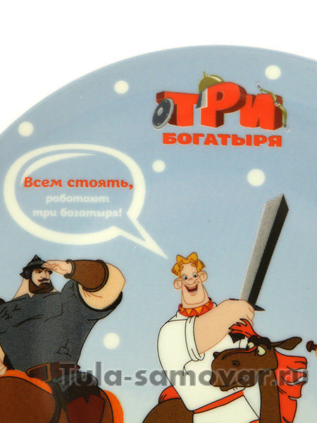 Тарелка декоративная форма Эллипс рисунок Три богатыря. Зима Императорский фарфоровый завод