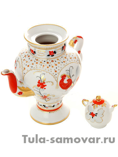 Чайник сувенирный заварочный форма Самоварчик рисунок Народные мотивы Императорский фарфоровый завод