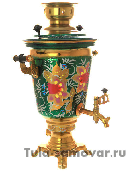 Электрический самовар 4 л "Лилии на зеленом" арт.103575