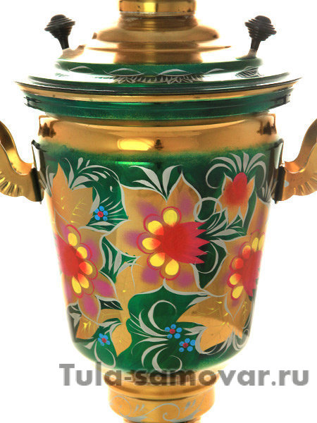 Электрический самовар 4 л "Лилии на зеленом" арт.103575