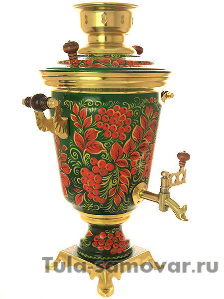 Электрический самовар 4 л "Рябинка на зеленом" арт.103576