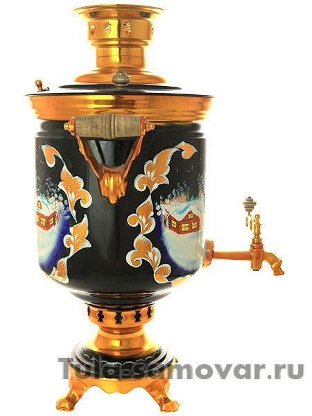 Самовар на дровах 7 л с росписью "Зимняя церковь"