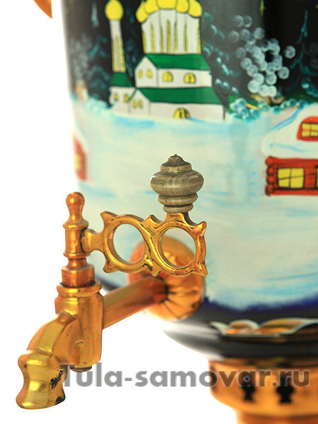 Самовар на дровах 7 л с росписью "Зимняя церковь"