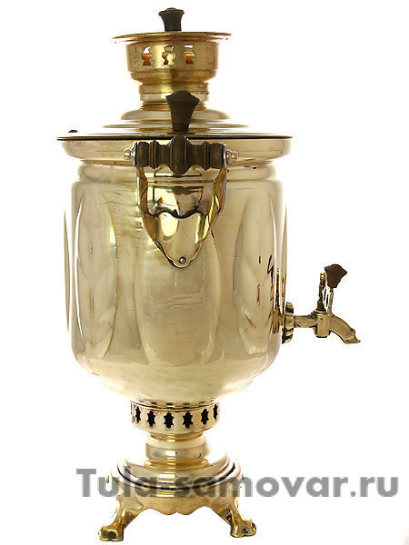 Угольный самовар 5 литров желтый цилиндр "Листья" советский, арт. 420583