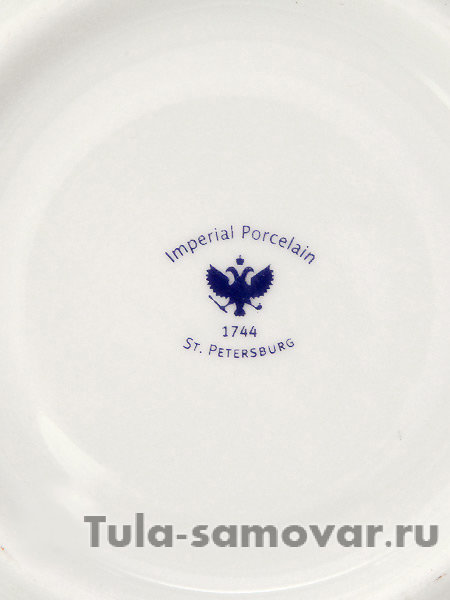 Кофейная пара форма Ландыш рисунок Да и Нет кобальт Императорский фарфоровый завод