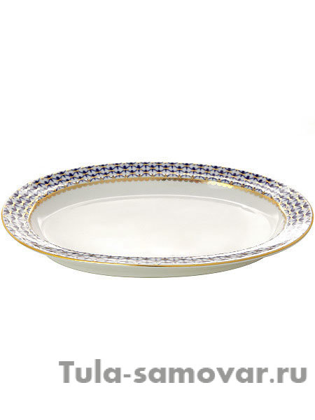Блюдо овальное 280 мм рисунок Кобальтовая сетка Императорский фарфоровый завод