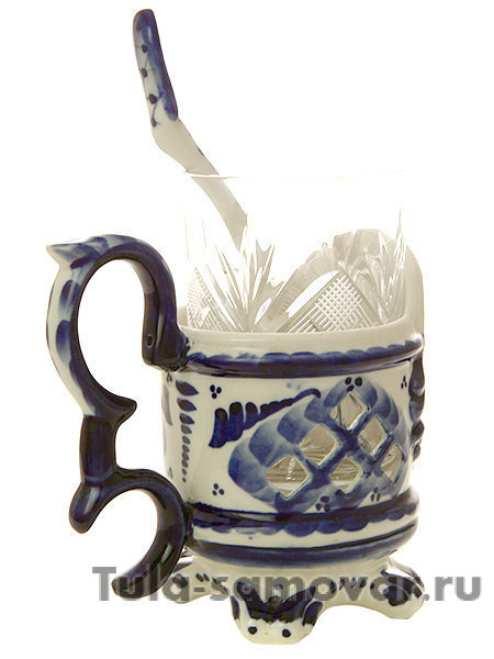 Подстаканник "Гжель премьер с зимним сюжетом"