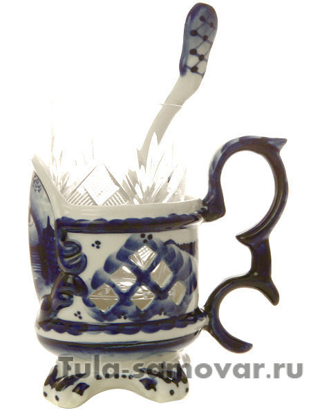 Подстаканник "Гжель премьер с зимним сюжетом"