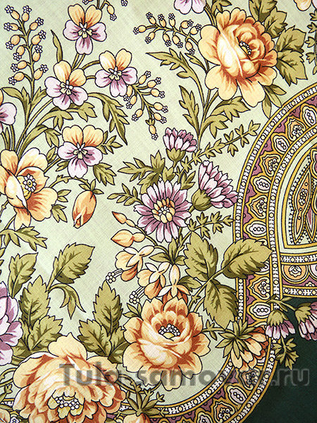 Шерстяной Павлопосадский платок "Кумушка", 89*89 см, арт. 1453-9