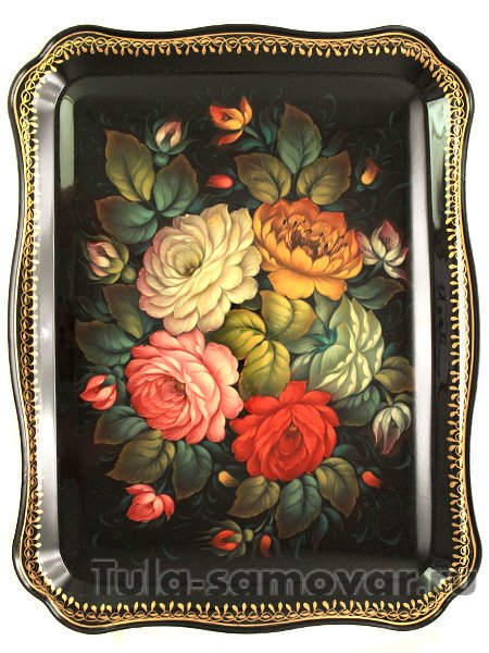 Поднос с росписью "Цветы", прямоугольный, арт. 8156