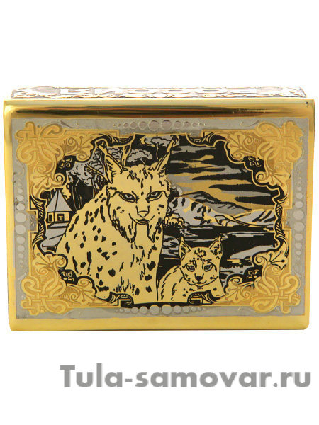 Футляр для спичек "Рысь с рысенком" Златоуст