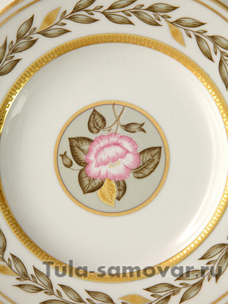 Тарелка пирожковая 180 мм форма Гербовая рисунок Нефритовый фон Императорский фарфоровый завод
