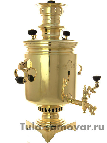 Угольный самовар 5 литров латунный цилиндр с вислыми ручками фабрика Б.Г.Тейле с сыновьями
