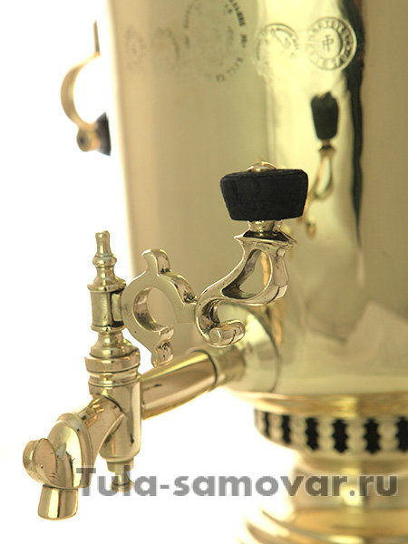 Угольный самовар 5 литров латунный цилиндр с вислыми ручками фабрика Б.Г.Тейле с сыновьями