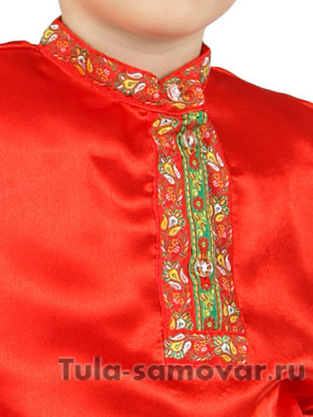 Детская косоворотка атласная красная на возраст 1-6 лет