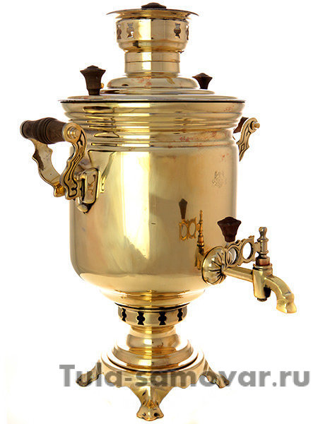 Угольный самовар 5 литров латунный цилиндр советский,  арт. 411745