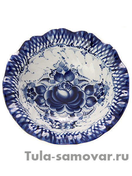 Салатник с художественной росписью Гжель "Ажурный №2"