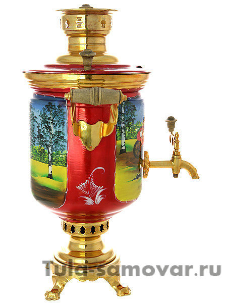 Набор самовар электрический 10 литров с художественной росписью "Тройка летняя", арт. 110241