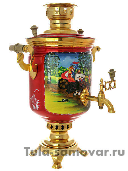 Набор самовар электрический 10 литров с художественной росписью "Тройка летняя", арт. 110241