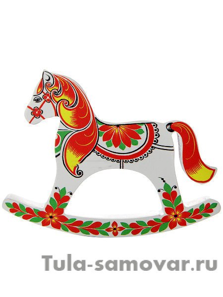 Сувенирная лошадка-качалка "Белая" Хохлома