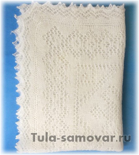 Пуховый оренбургский шарф экрю, арт. A 12040-02