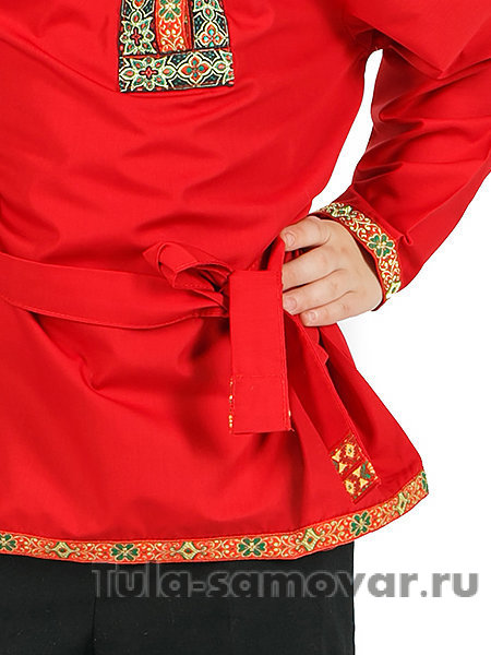 Детская косоворотка для мальчика хлопковая красная на возраст 7-12 лет