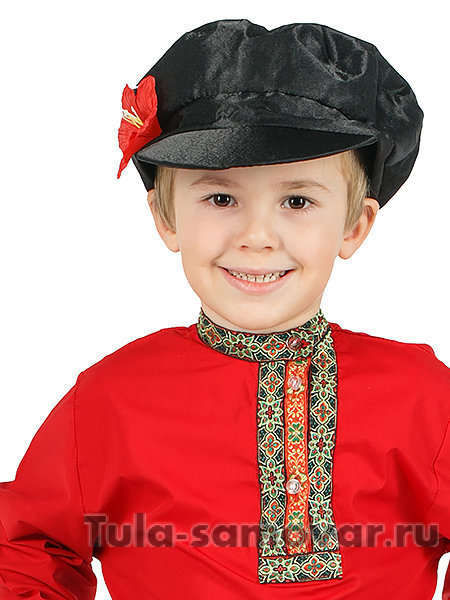 Детская косоворотка для мальчика хлопковая красная на возраст 7-12 лет