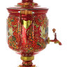Набор самовар электрический 10 литров с художественной росписью "Хохлома на красном фоне мелкая", арт. 131066