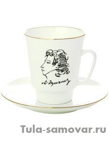 Кофейная пара форма Майская рисунок А.С. Пушкин Императорский фарфоровый завод