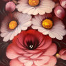 Поднос с художественной росписью "Цветы на бордовом фоне", прямоугольный малый, арт. 5010