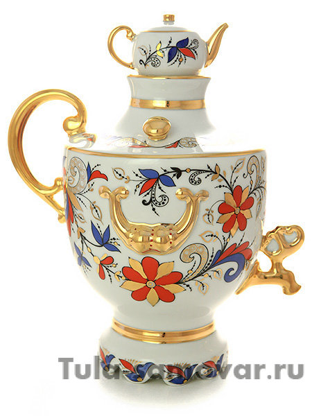 Набор для вина 4-х предметный форма Веселый самоварчик рисунок Сувенир Императорский фарфоровый завод