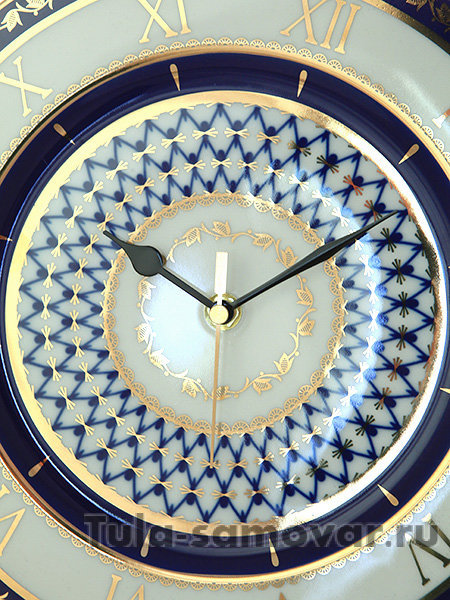 Часы декоративные форма Европейская-2 рисунок Кобальтовая сетка Императорский фарфоровый завод