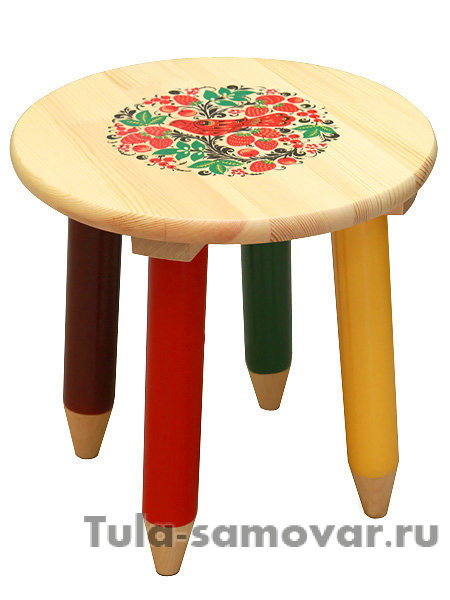 Набор "Светлячок" Хохлома - стол и 2 табурета из дерева с художественной росписью, арт. 7257-7406-2