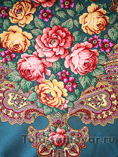 Шерстяной Павлопосадский платок "Незнакомка", 89*89 см, арт. 779-11