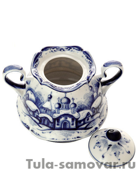 Сахарница Гжель с художественной росписью "Сюжет"