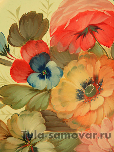 Поднос "Букет на бежевом" круглый, арт. 2151