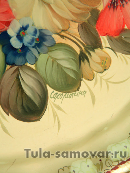 Поднос "Букет на бежевом" круглый, арт. 2151