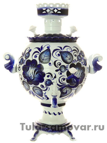 Набор самовар электрический 3 л с росписью "Гжель холодная" шар арт.103568