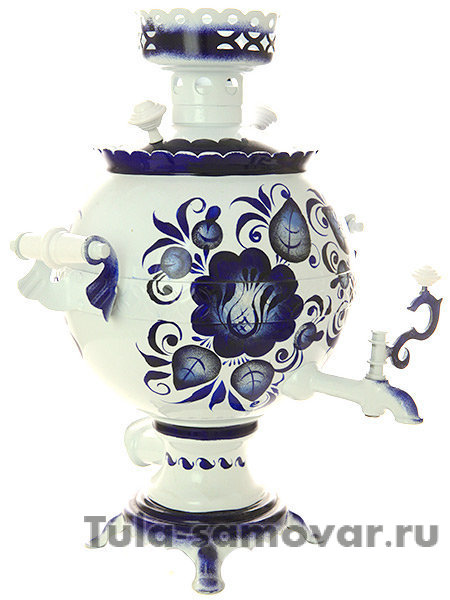 Набор самовар электрический 3 л с росписью "Гжель холодная" шар арт.103568