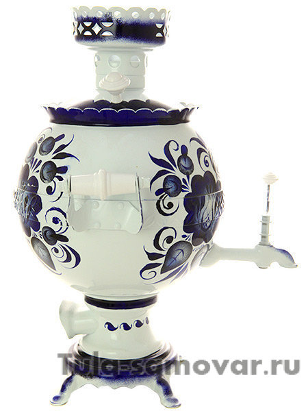 Набор самовар электрический 3 л с росписью "Гжель холодная" шар арт.103568